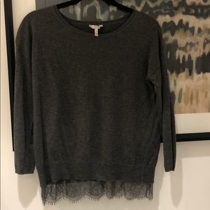 Joie charcoal knit w/lace hem
